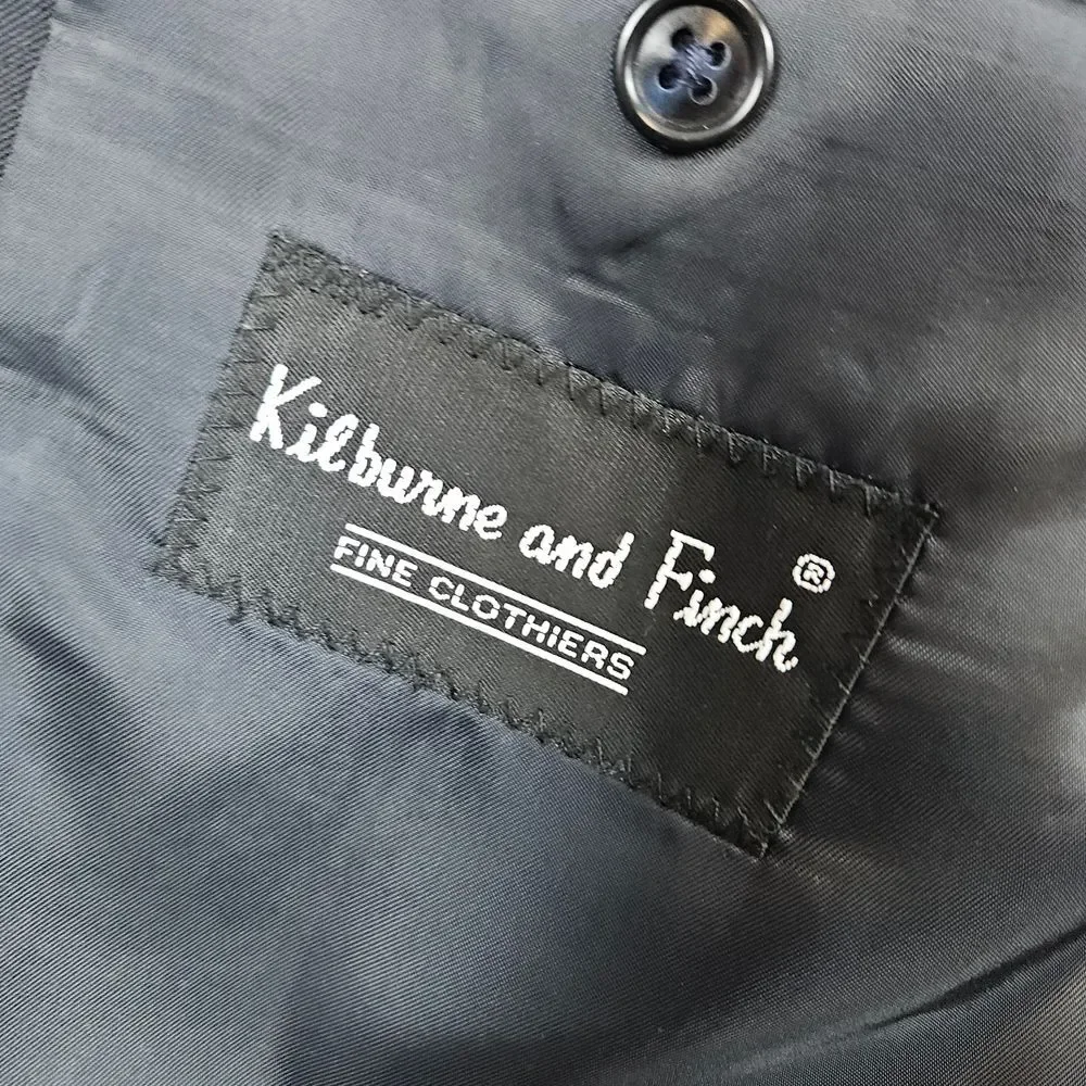 Kilburne & Finch Men's Blazer Size 46R Navy Blue Wool Blend UNCUT‎ S&K Preppy